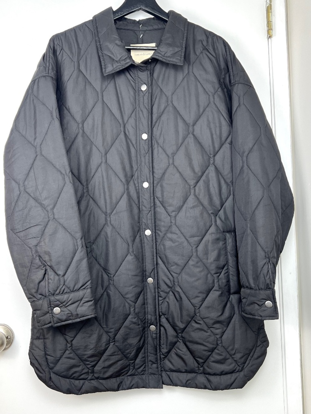 Thread & Supply Quilted Utility Chore Jacket Men’s L Black Oversized Outdoor